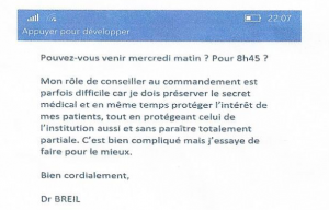 Extrait message Docteur BREIL